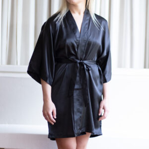 Classic Black Satin Robe