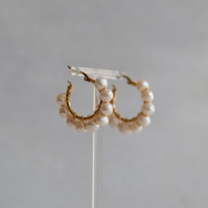 Beaded Freshwater Pearl Hoops